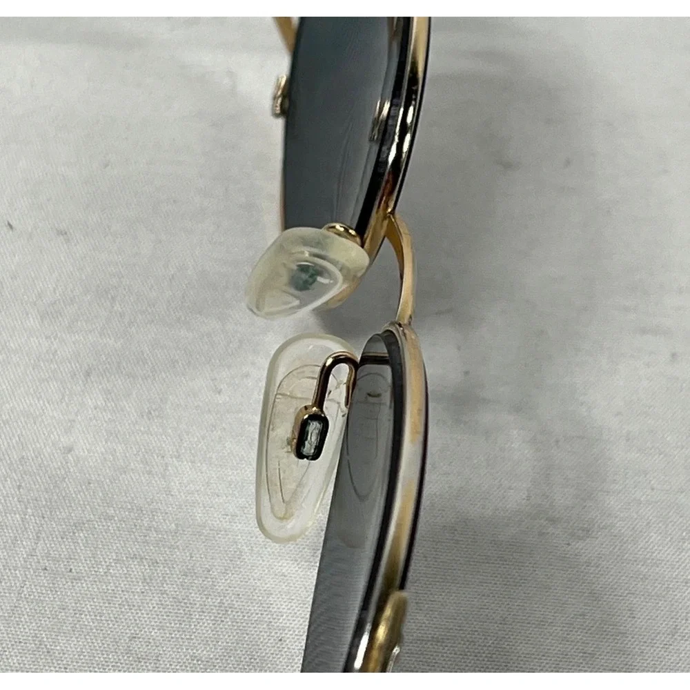 Vintage Gold Metal Oval Sunglasses with Tortoise Temples and Case